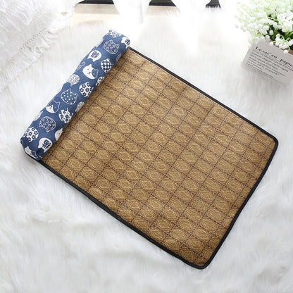 Summer Rattan Pet Cooling Mat w/ Pillow