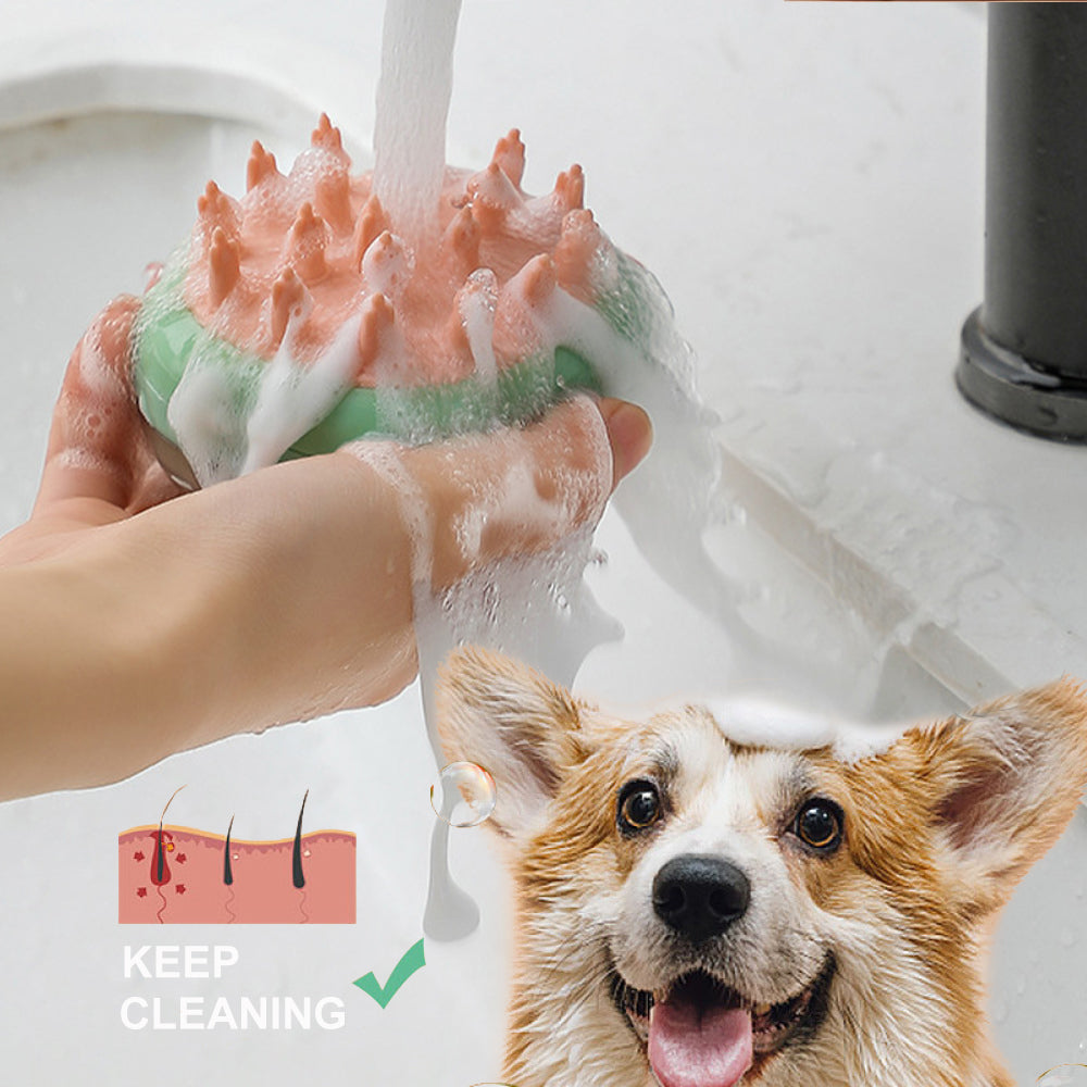 2 In 1 Pet Bathing Grooming Brush with Shampoo/Soap Dispensing