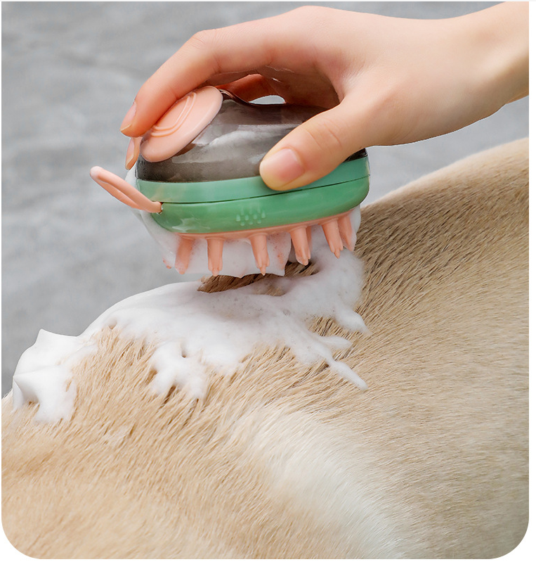 2 In 1 Pet Bathing Grooming Brush with Shampoo/Soap Dispensing