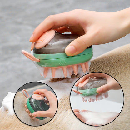 2 In 1 Pet Bathing Grooming Brush with Shampoo/Soap Dispensing